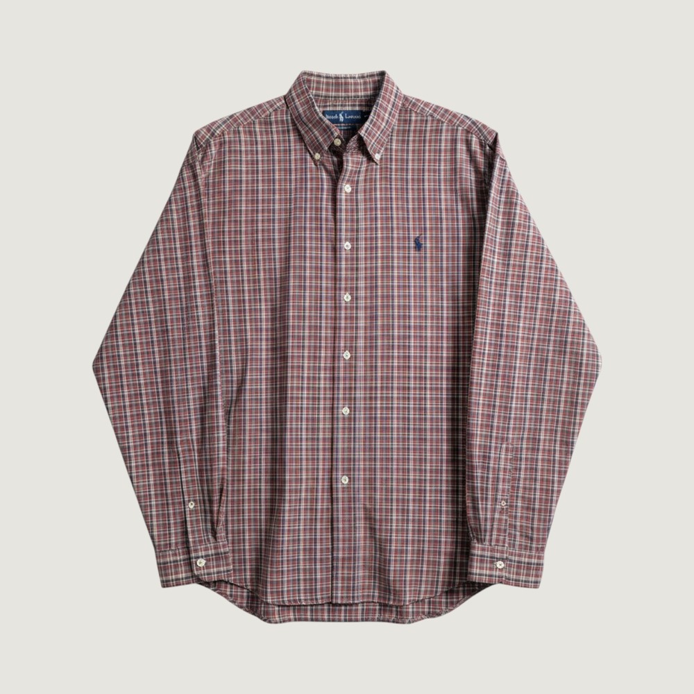 Ralph Lauren Classic Fit Plaid Button Down Shirt Mens XXL Burgundy Navy